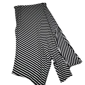 Chicos Striped Asymmetric Handkerchief Hem Midi Skirt Black White Size 1 M